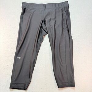Under Armour Womens 2XL HeatGear Compression‎ Crop Leggings Training Gym Gray